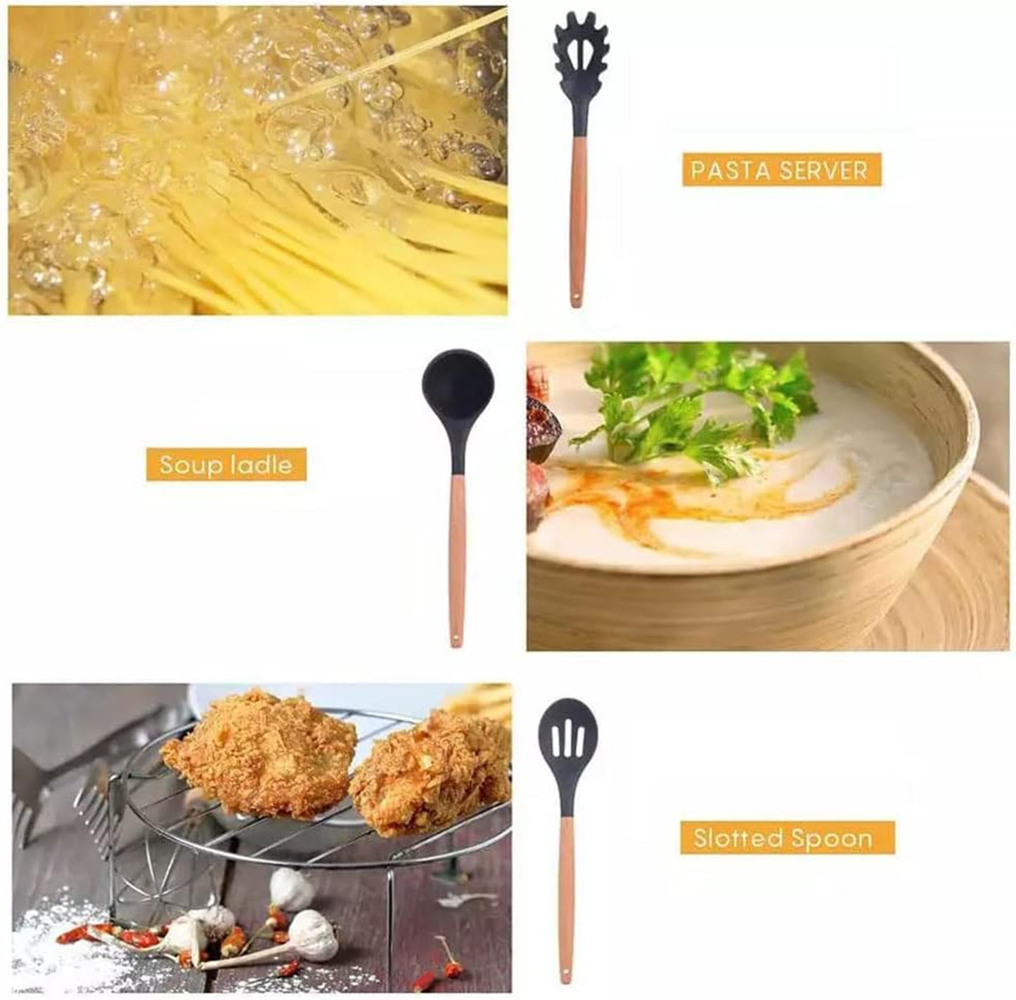 LTAW236【100 PCS】Silicone Cooking Utensils