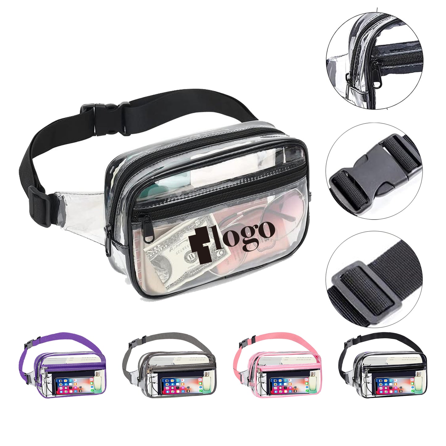 LTAW292【100 PCS】Clear Fanny Pack Stadium Approved