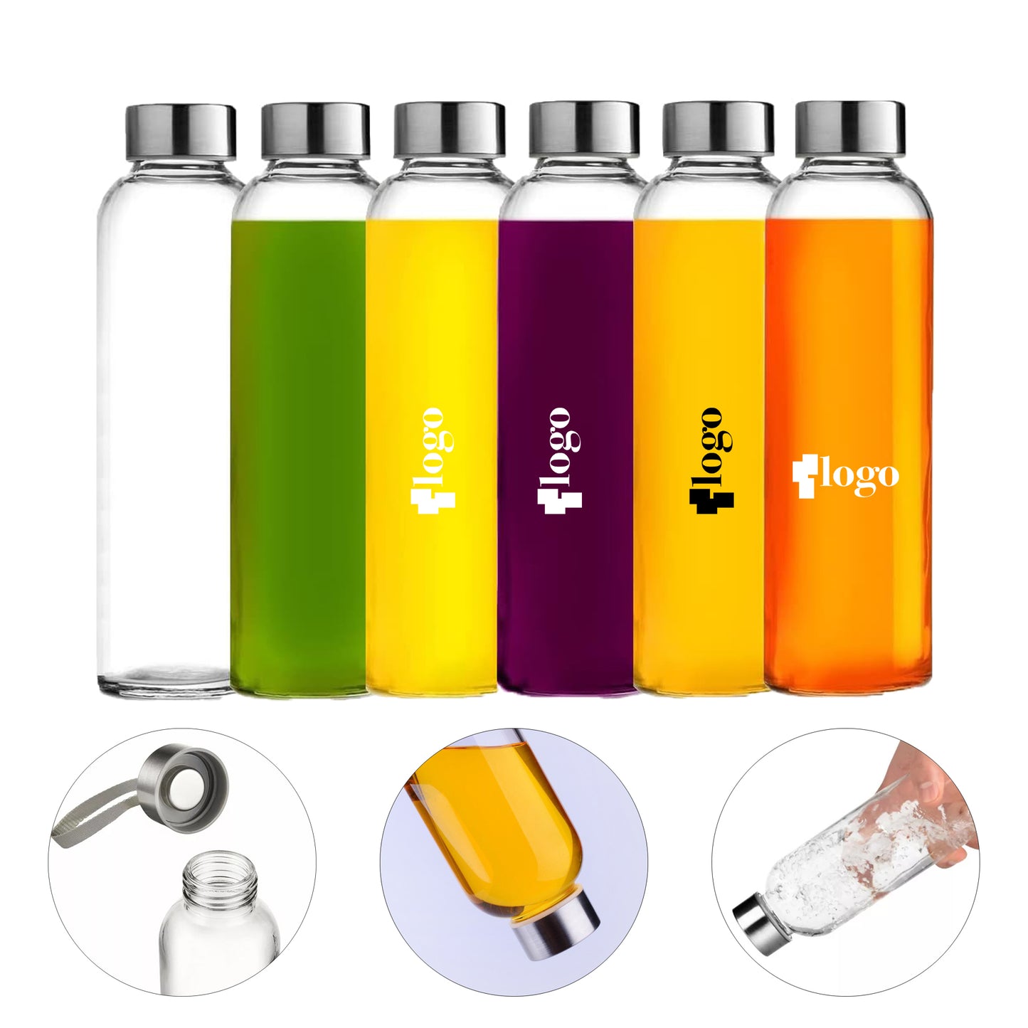 LTAW297【200 PCS】Glass Water Bottles With Caps