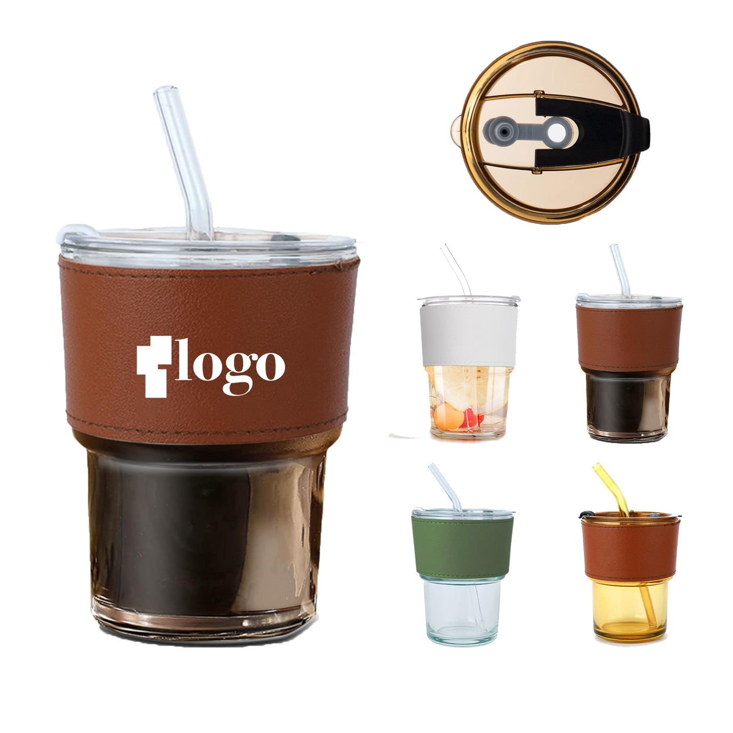 LTAW299【100 PCS】13oz/400ml Glass Water Tumbler with Straw and Lid