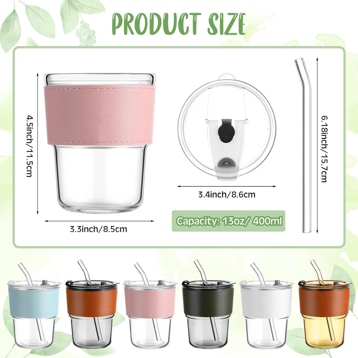 LTAW299【100 PCS】13oz/400ml Glass Water Tumbler with Straw and Lid