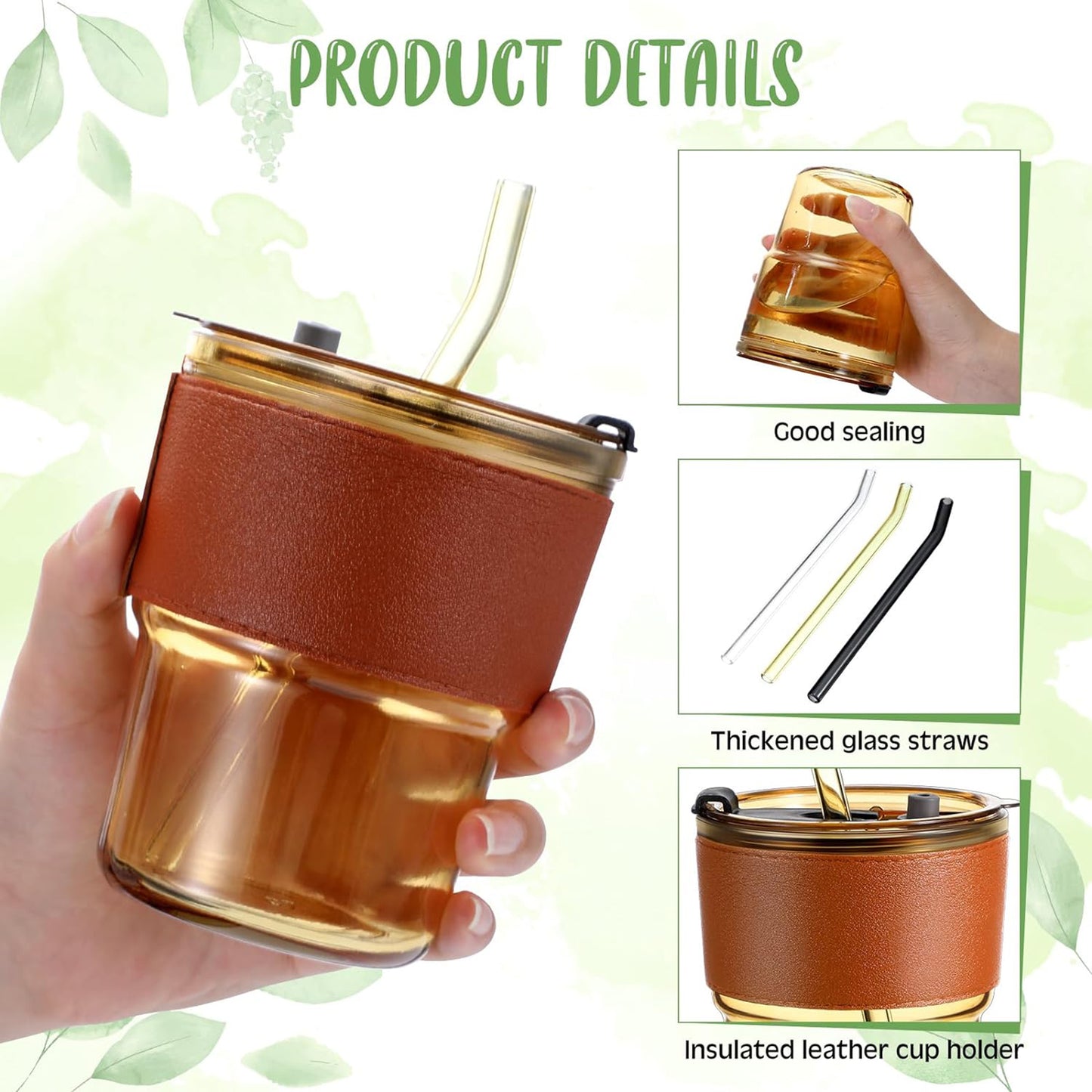 LTAW299【100 PCS】13oz/400ml Glass Water Tumbler with Straw and Lid