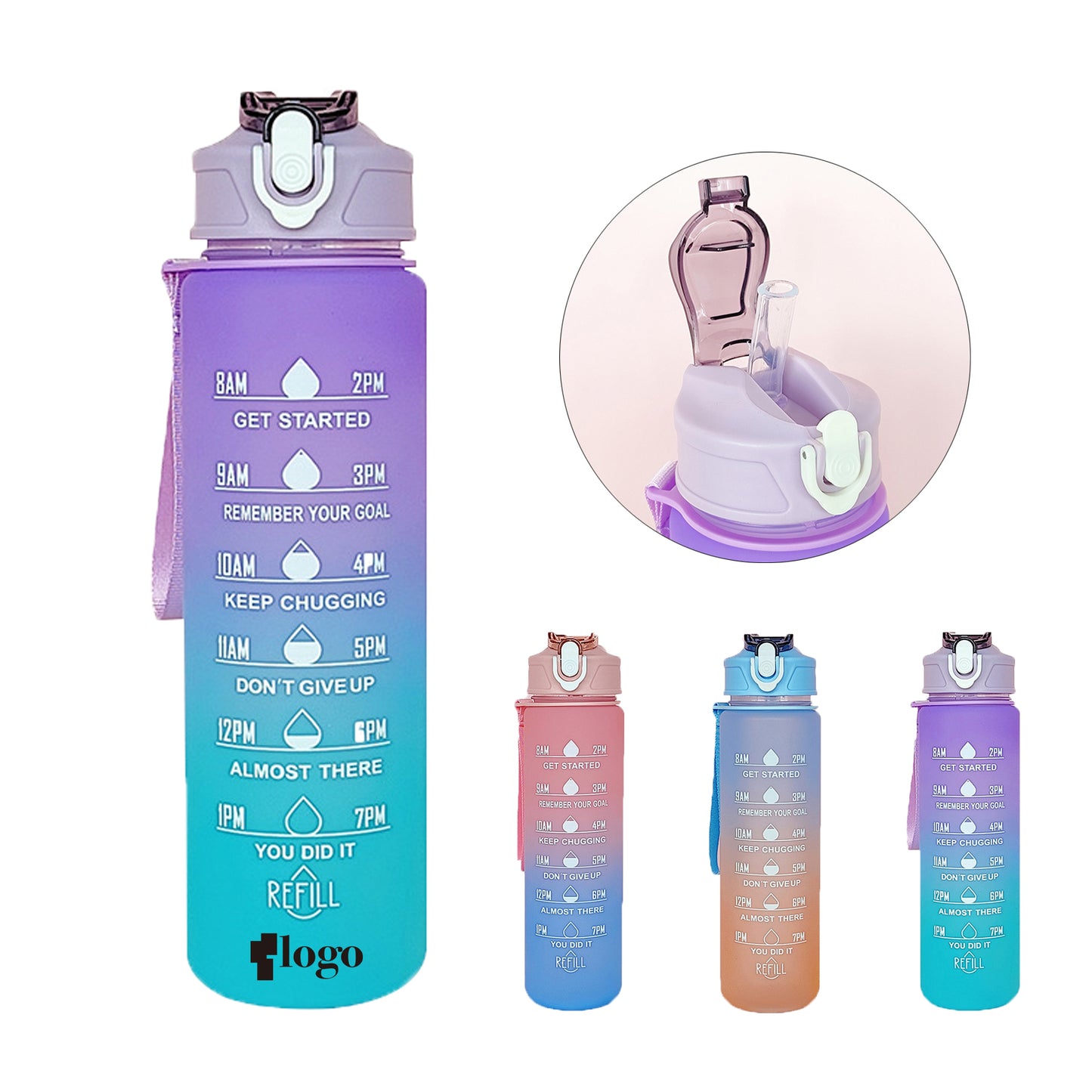 LTAW301【100 PCS】Motivational Water Bottle with Time Marker