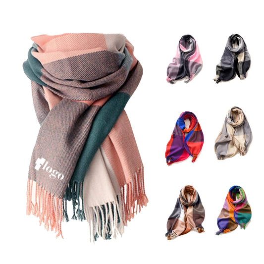 LTAW357【100 PCS】Women's Long Plaid Blanket Scarf