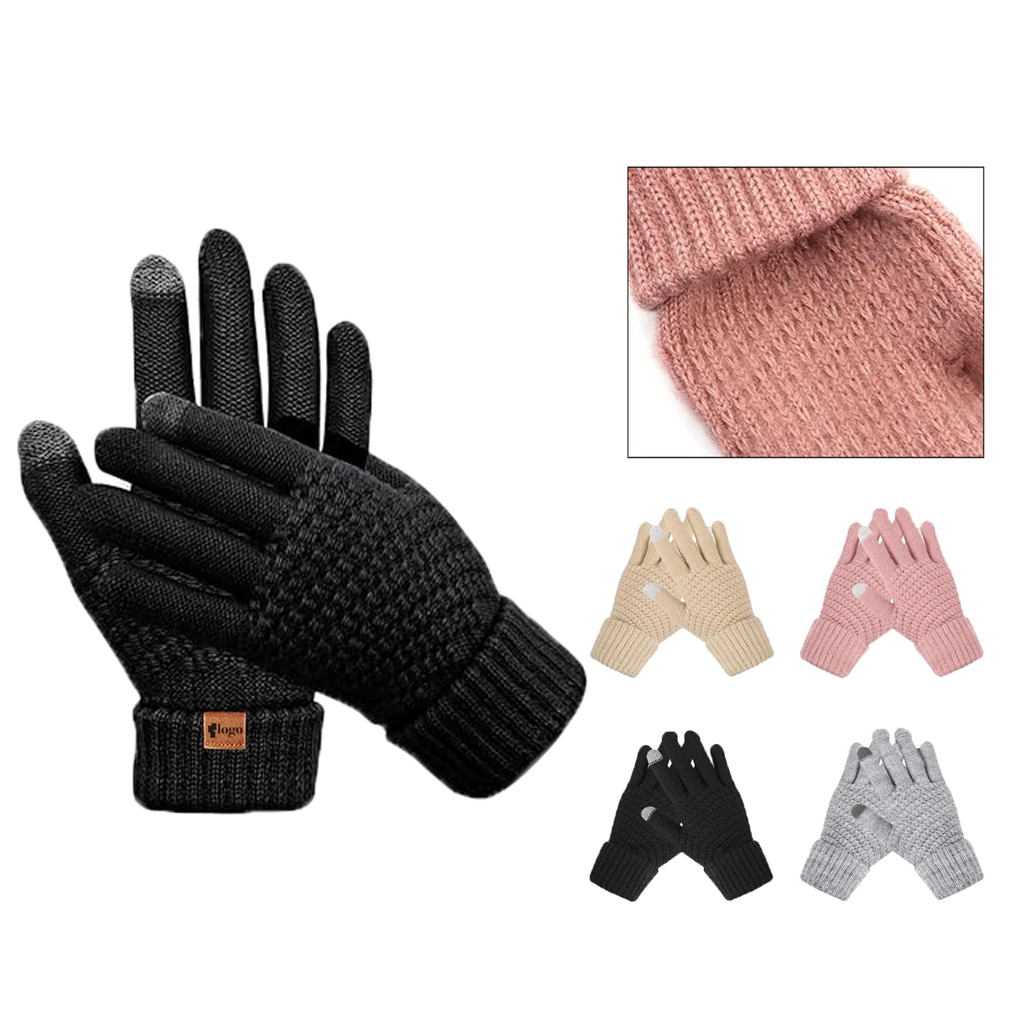 LTAW363【100 PCS】Warm Fleece Lined Knit Gloves