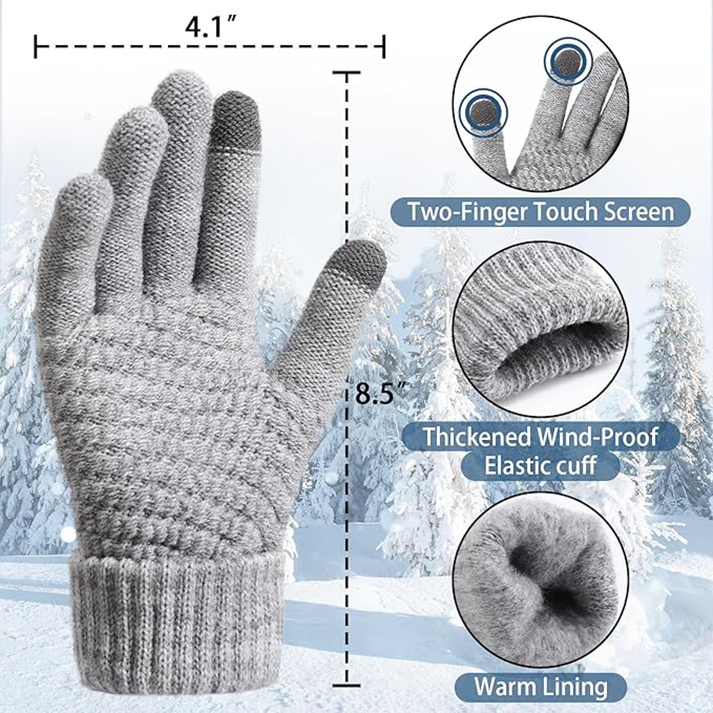 LTAW363【100 PCS】Warm Fleece Lined Knit Gloves