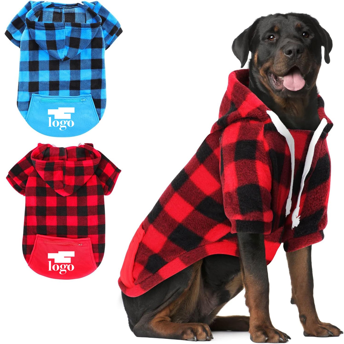 LTAW382【100 PCS】Large Plaid Dog Hoodie