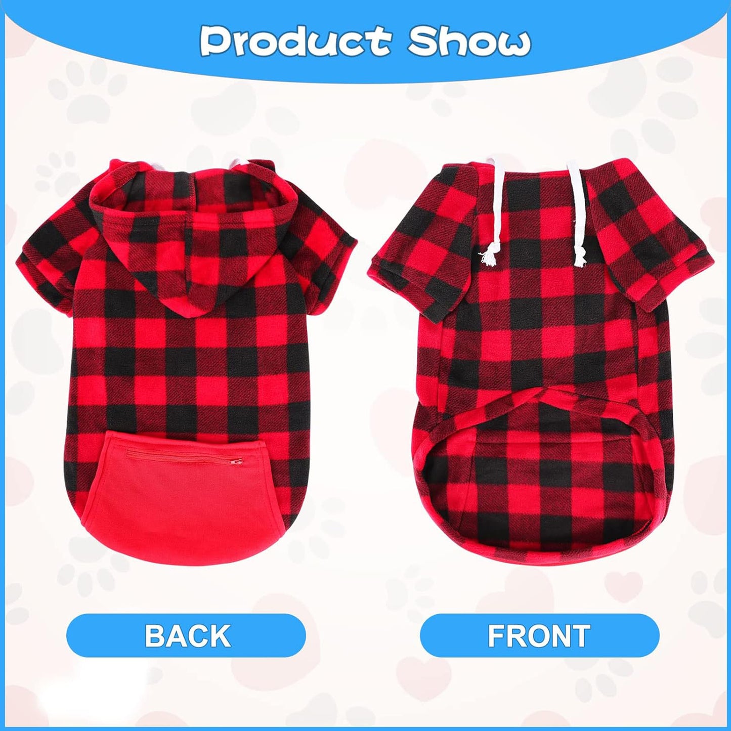 LTAW382【100 PCS】Large Plaid Dog Hoodie