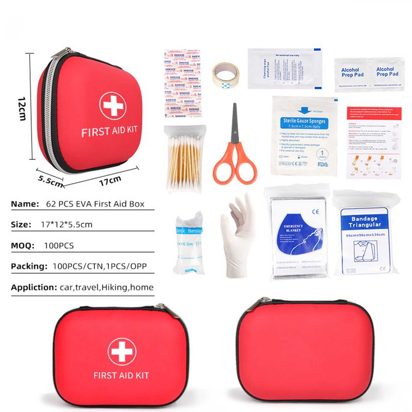 LTAW469【100 PCS】62 pcs Mini First Aid Kit