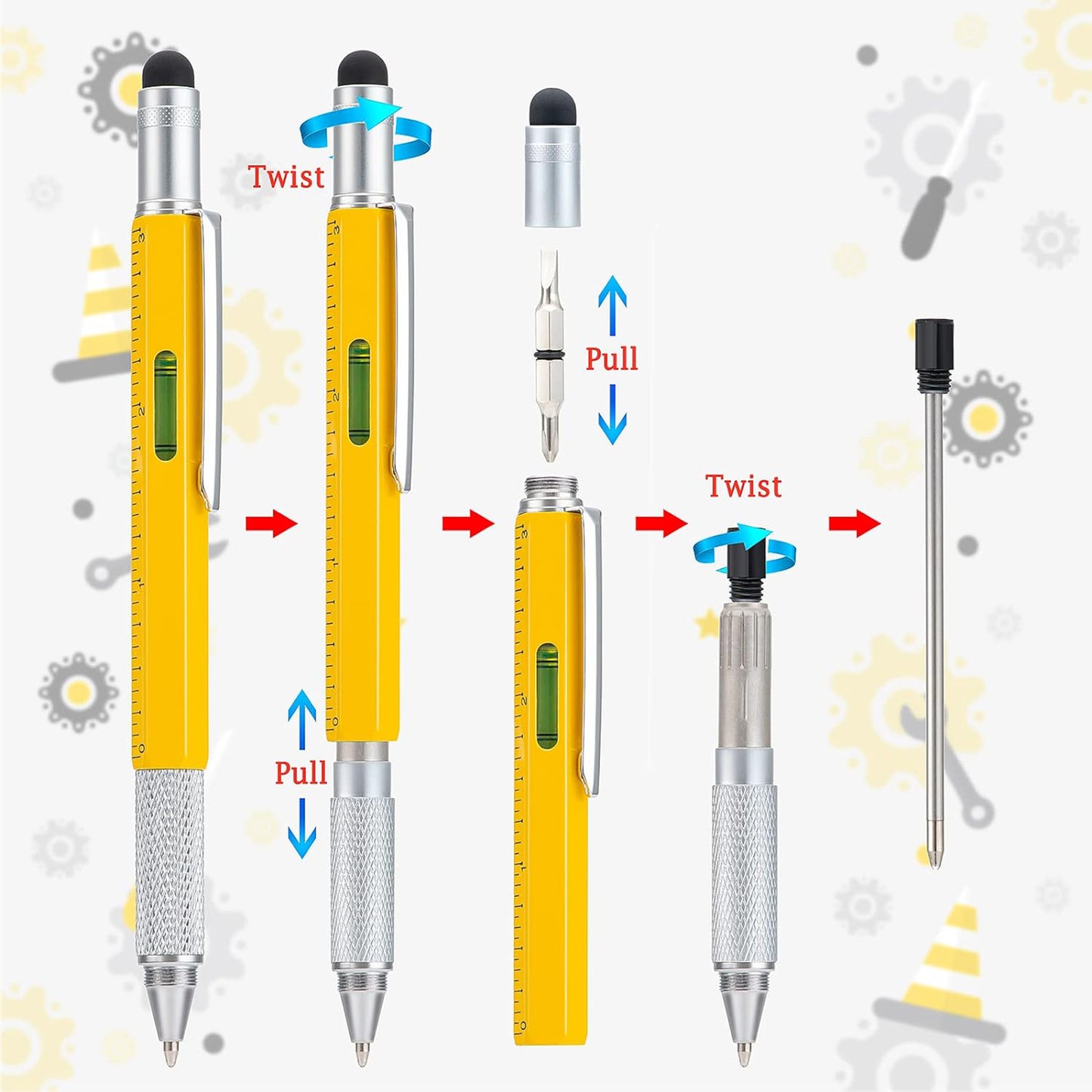 LTAW003【100 PCS】6 In 1 Multitool Pens