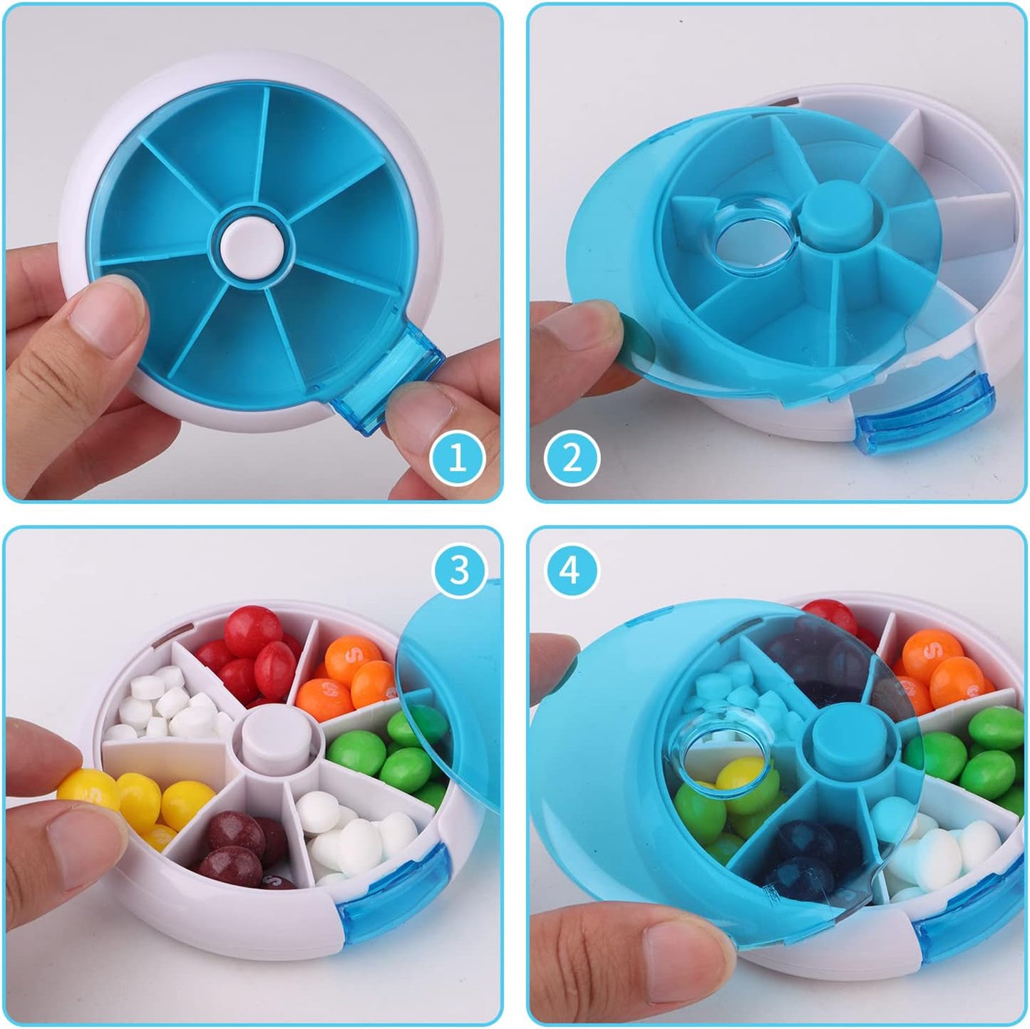 LTAW005【100 PCS】Round 7 Compartments Fruit Shaped Pill Box