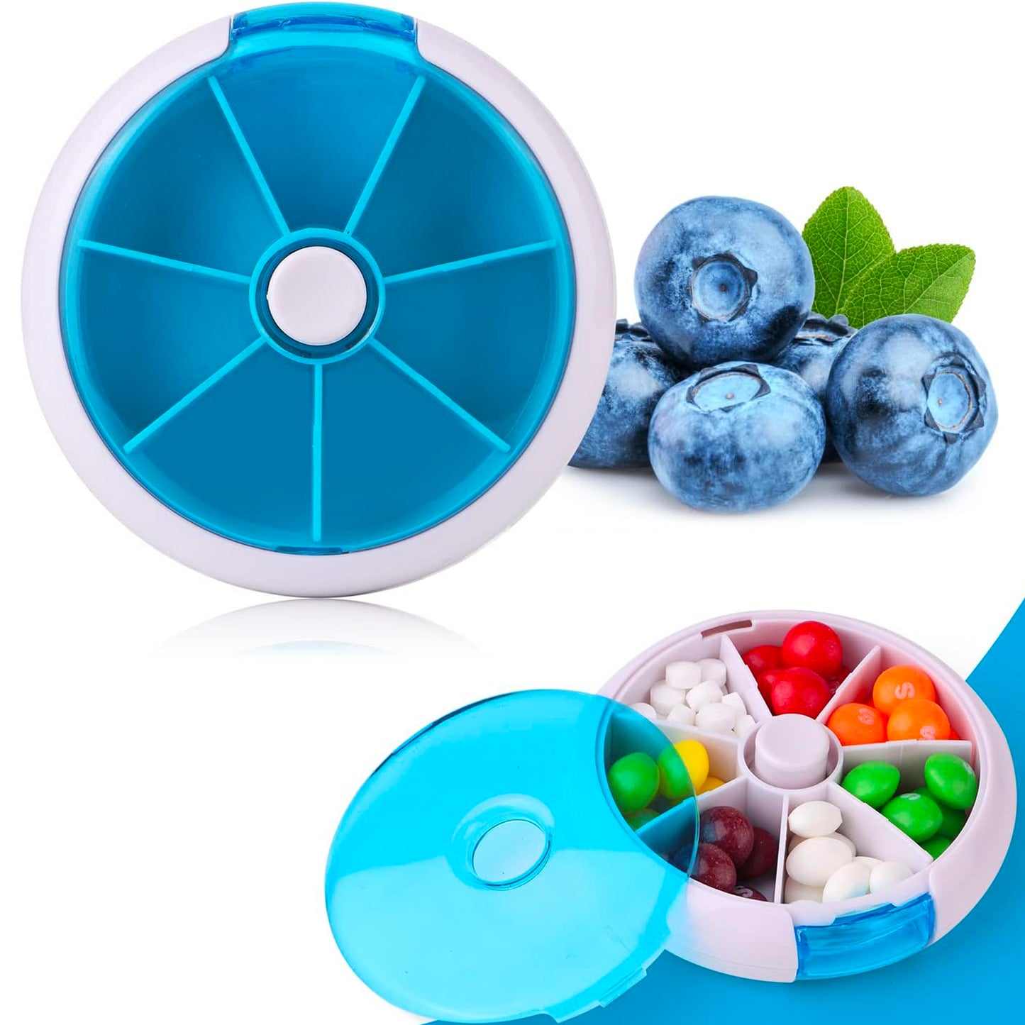 LTAW005【100 PCS】Round 7 Compartments Fruit Shaped Pill Box