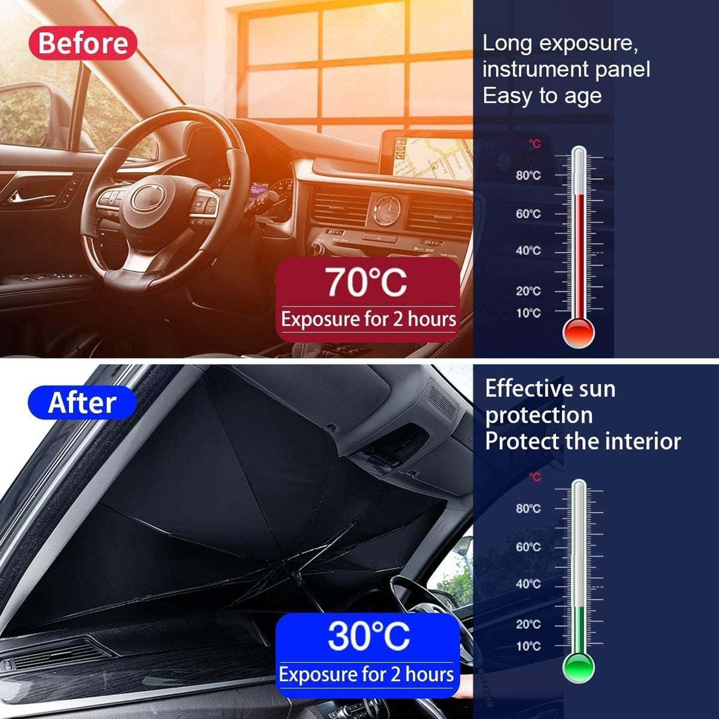 LTAW011【100 PCS】Car Sun Shade Windshield Foldable Umbrella