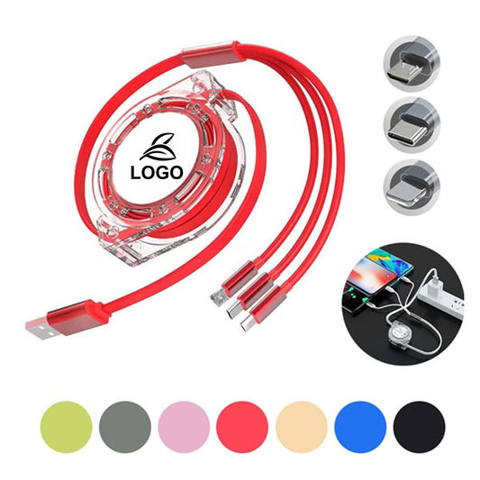 LTAW110【100 PCS】3-in-1 Retractable USB Cable Fast Charger Cord