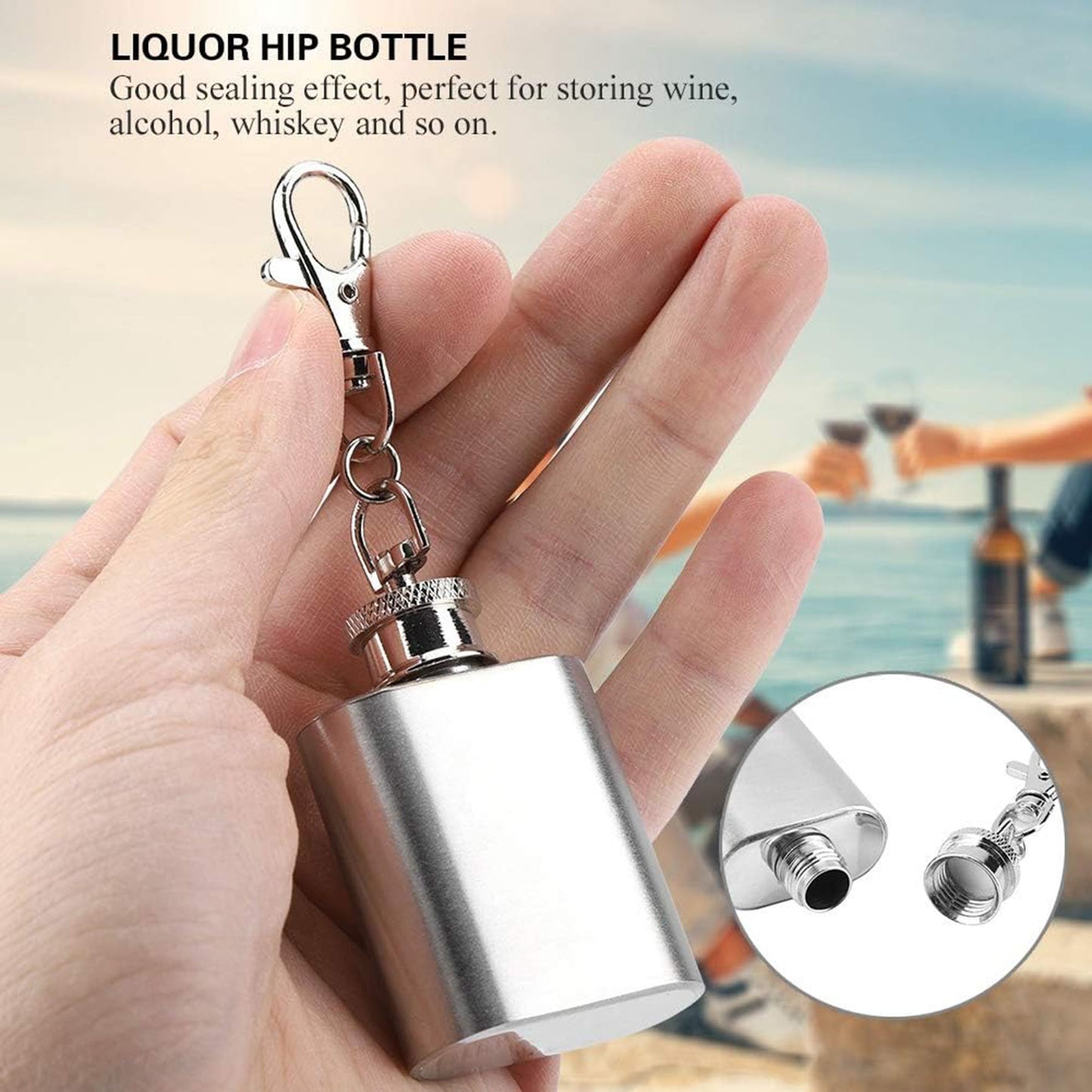 LTAW114【100 PCS】Mini 1oz Flask With Keychain