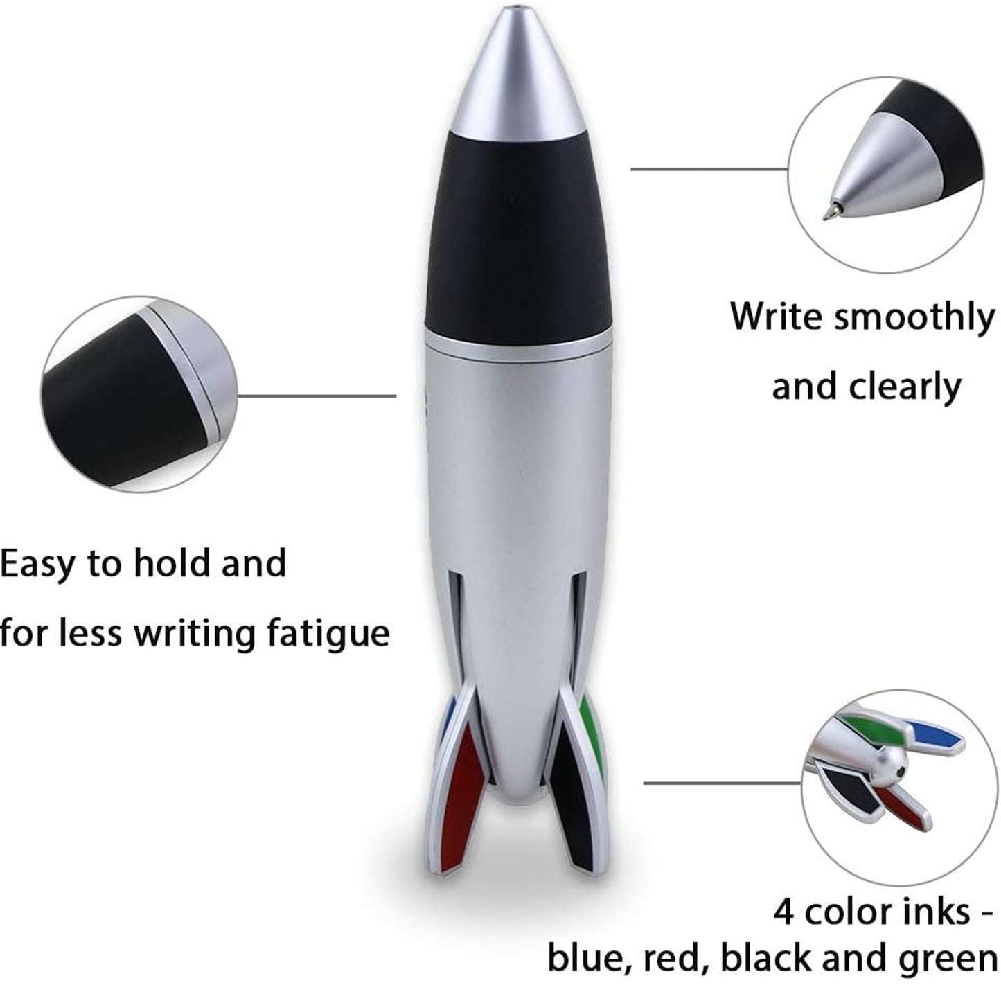 LTAW120【100 PCS】4 Color Rocket Shape Ballpoint Pens