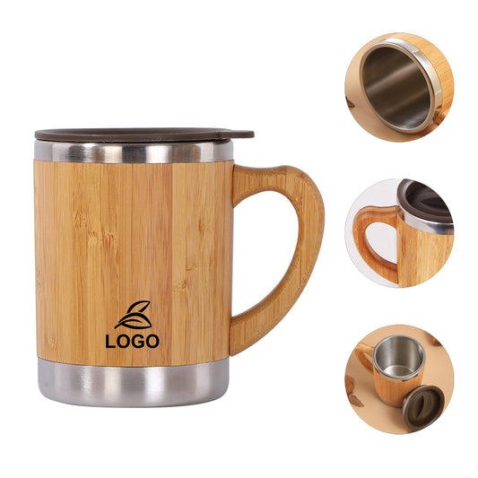 LTAW121【100 PCS】Stainless Steel Bamboo Coffee Mug