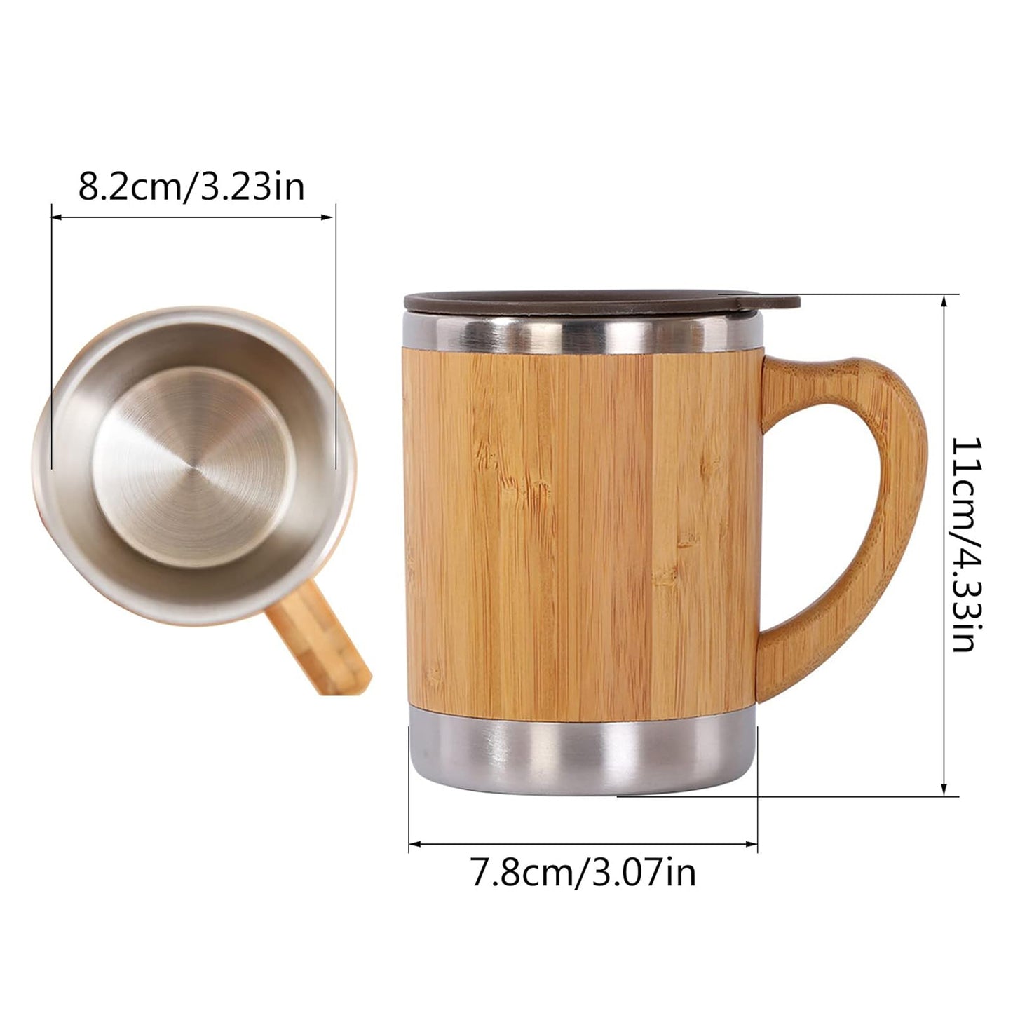 LTAW121【100 PCS】Stainless Steel Bamboo Coffee Mug