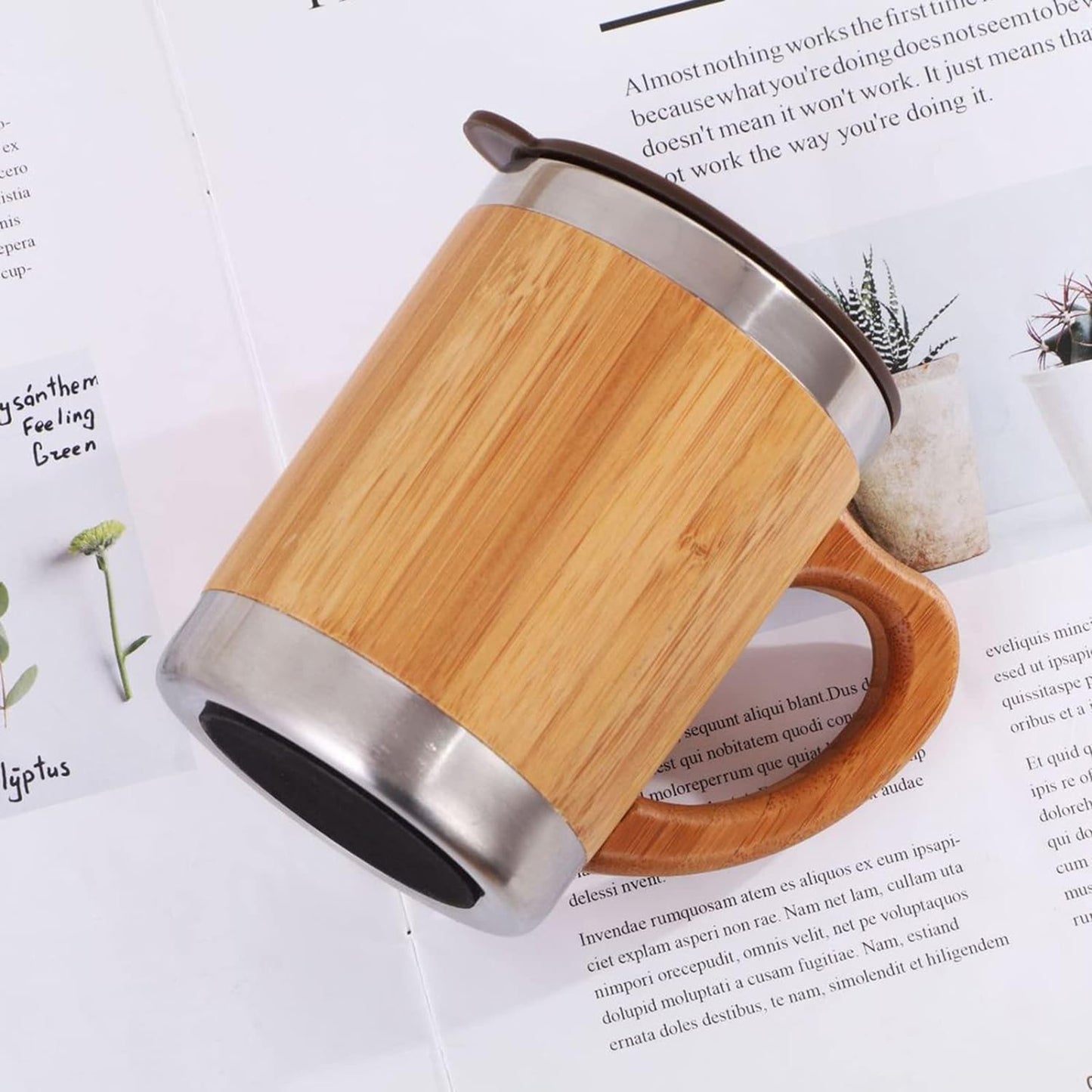 LTAW121【100 PCS】Stainless Steel Bamboo Coffee Mug