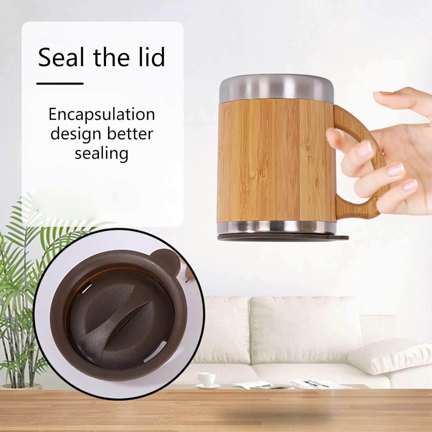 LTAW121【100 PCS】Stainless Steel Bamboo Coffee Mug