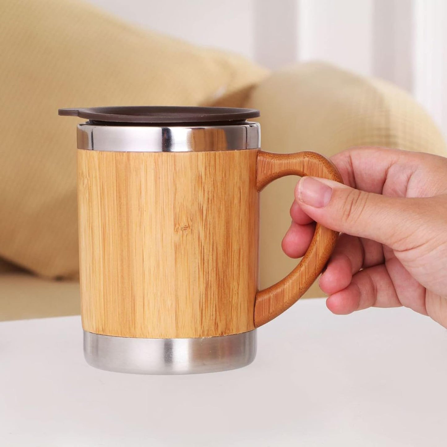 LTAW121【100 PCS】Stainless Steel Bamboo Coffee Mug