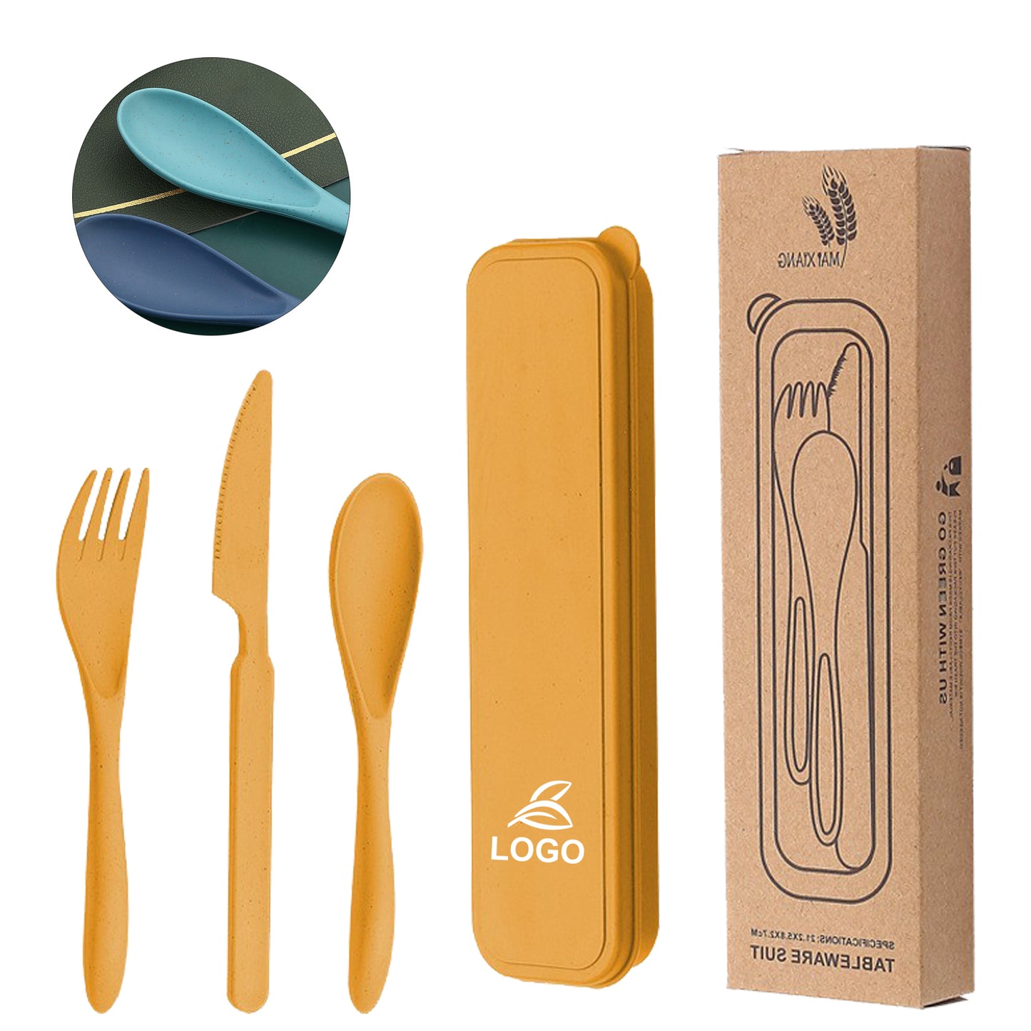 LTAW122【200 PCS】Wheat Straw Cutlery Portable Set