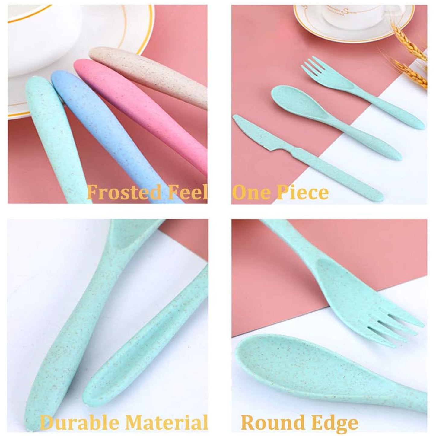 LTAW122【200 PCS】Wheat Straw Cutlery Portable Set