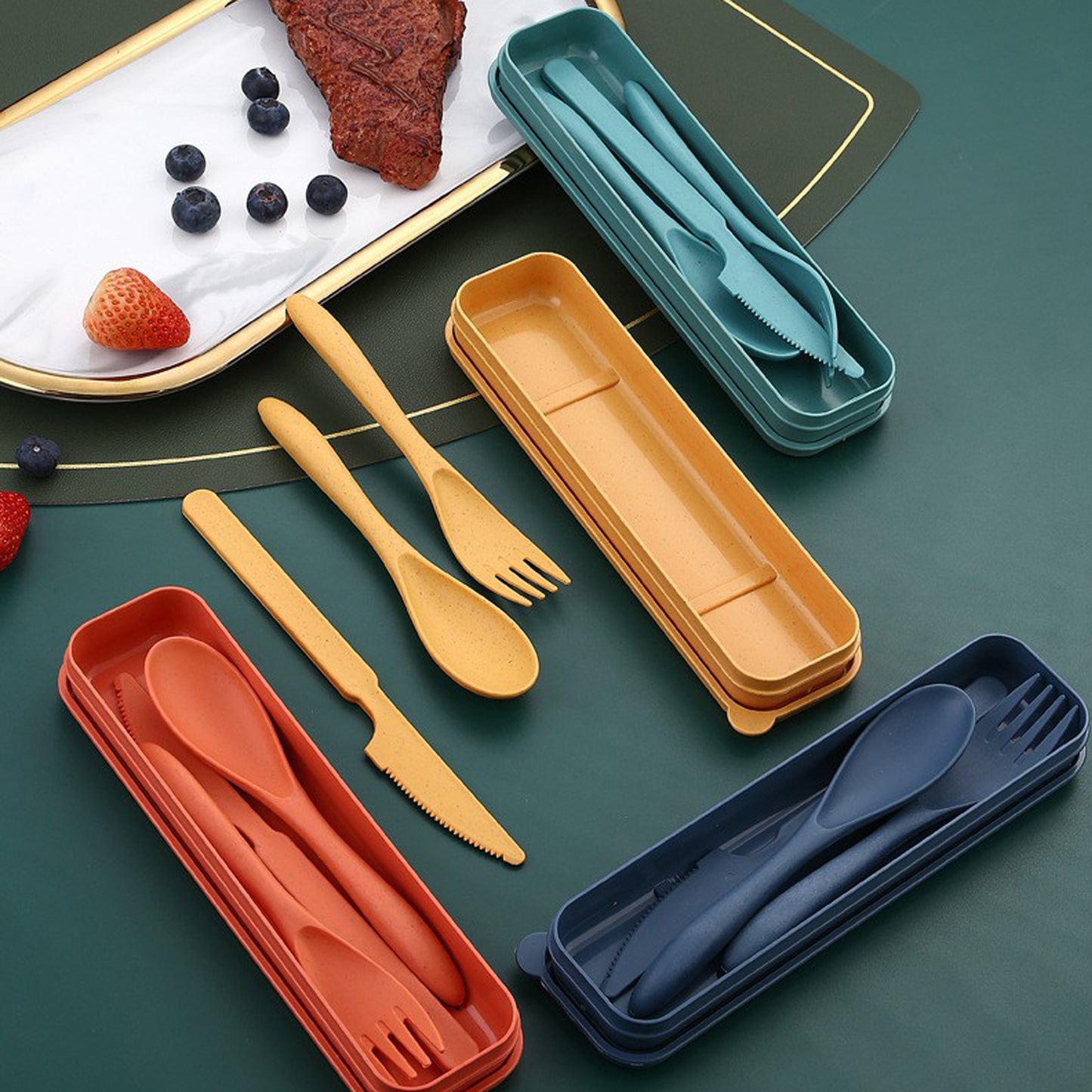 LTAW122【200 PCS】Wheat Straw Cutlery Portable Set