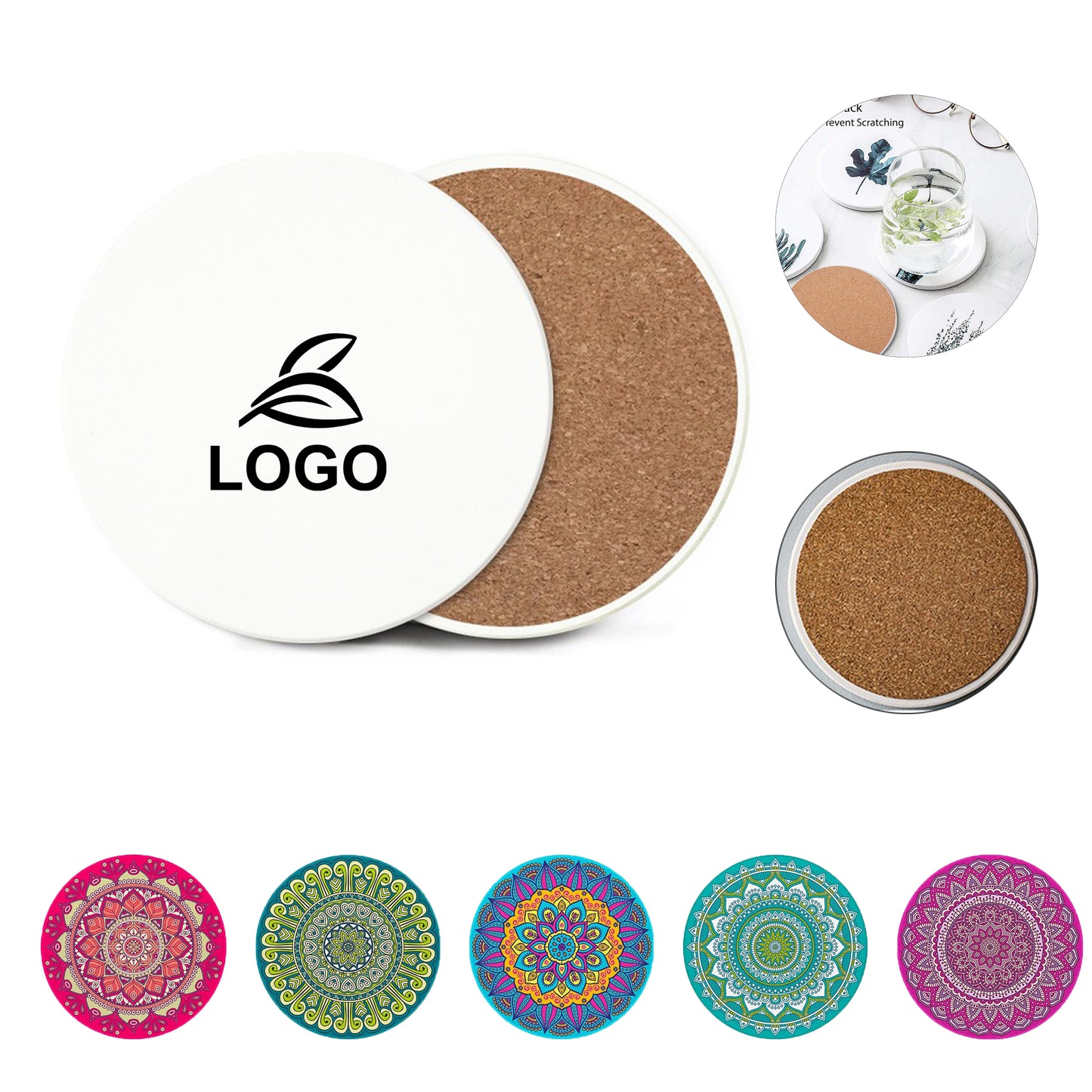 LTAW124【100 PCS】Custom Round Ceramic Coasters