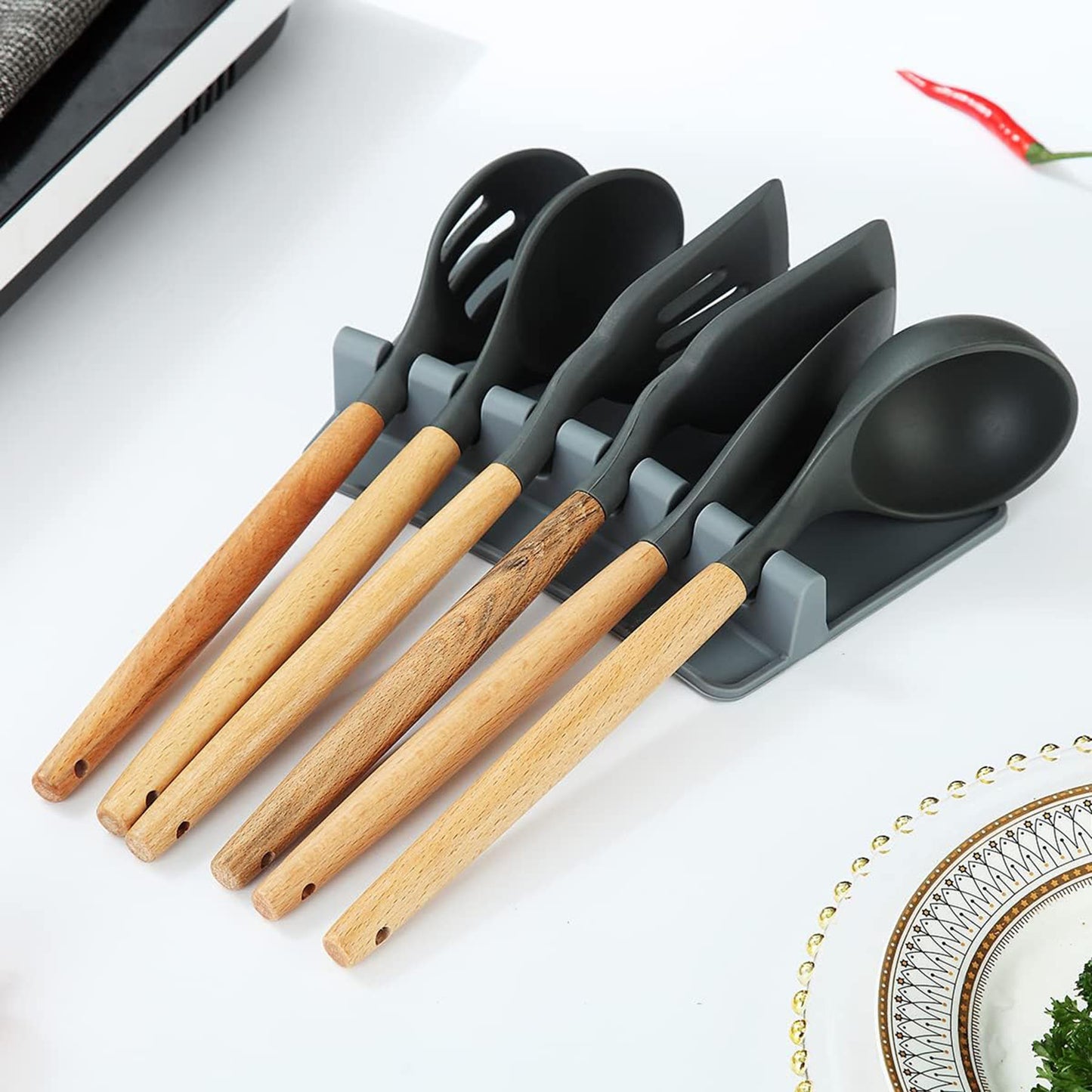 LTAW015【100 PCS】Silicone Spoon Rest For Stove Top With Drip Pad