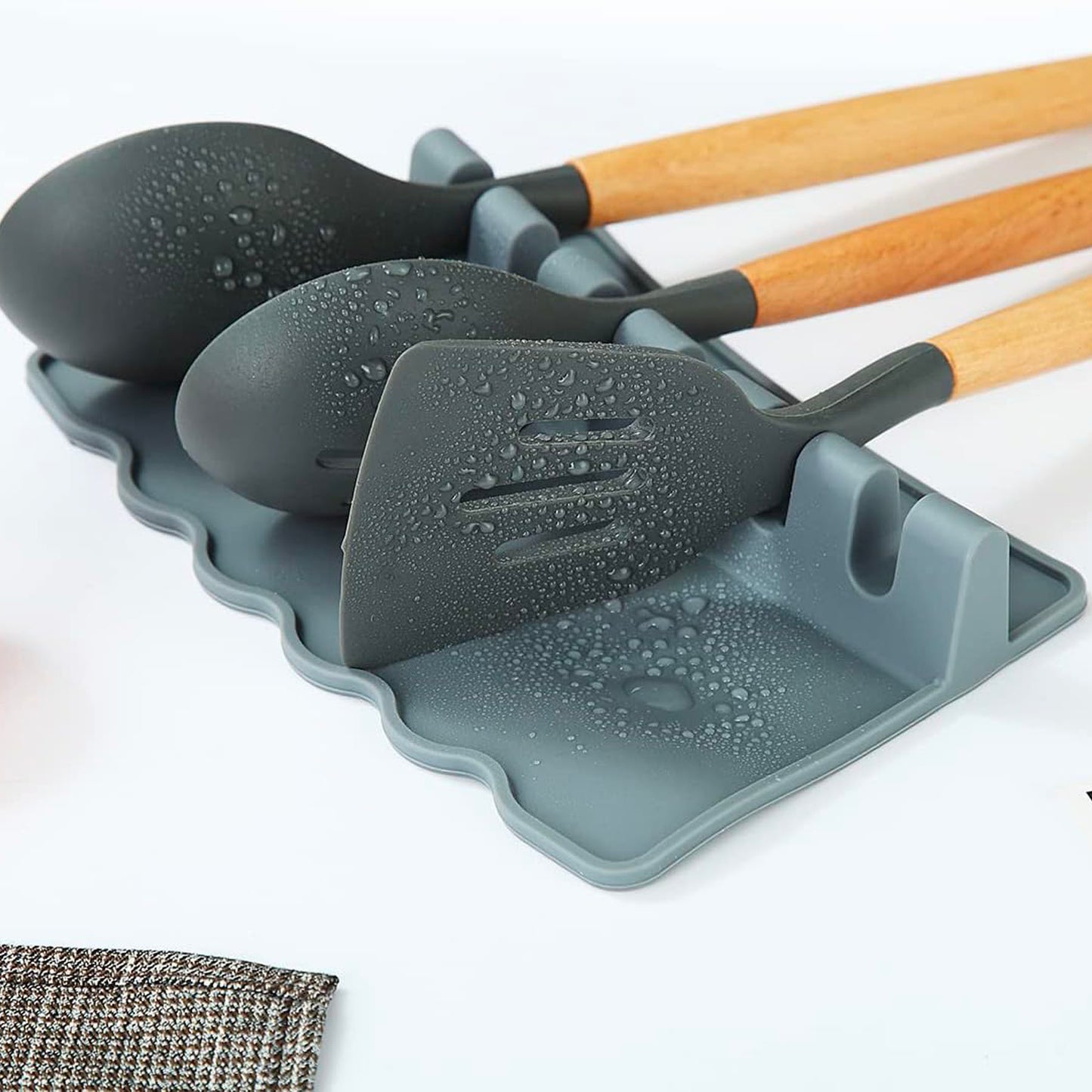 LTAW015【100 PCS】Silicone Spoon Rest For Stove Top With Drip Pad