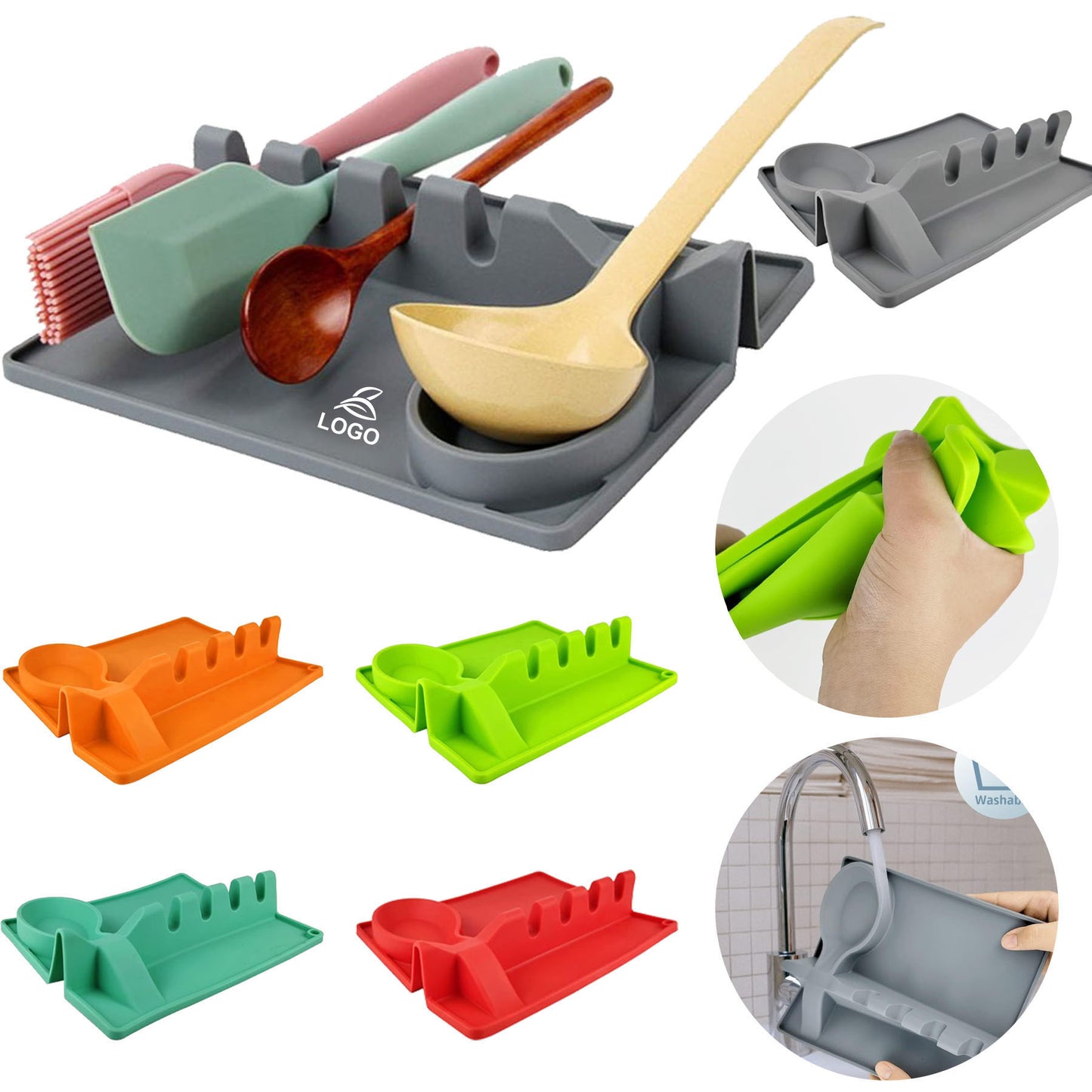 LTAW016【100 PCS】Silicone Spoon Rest Utensil