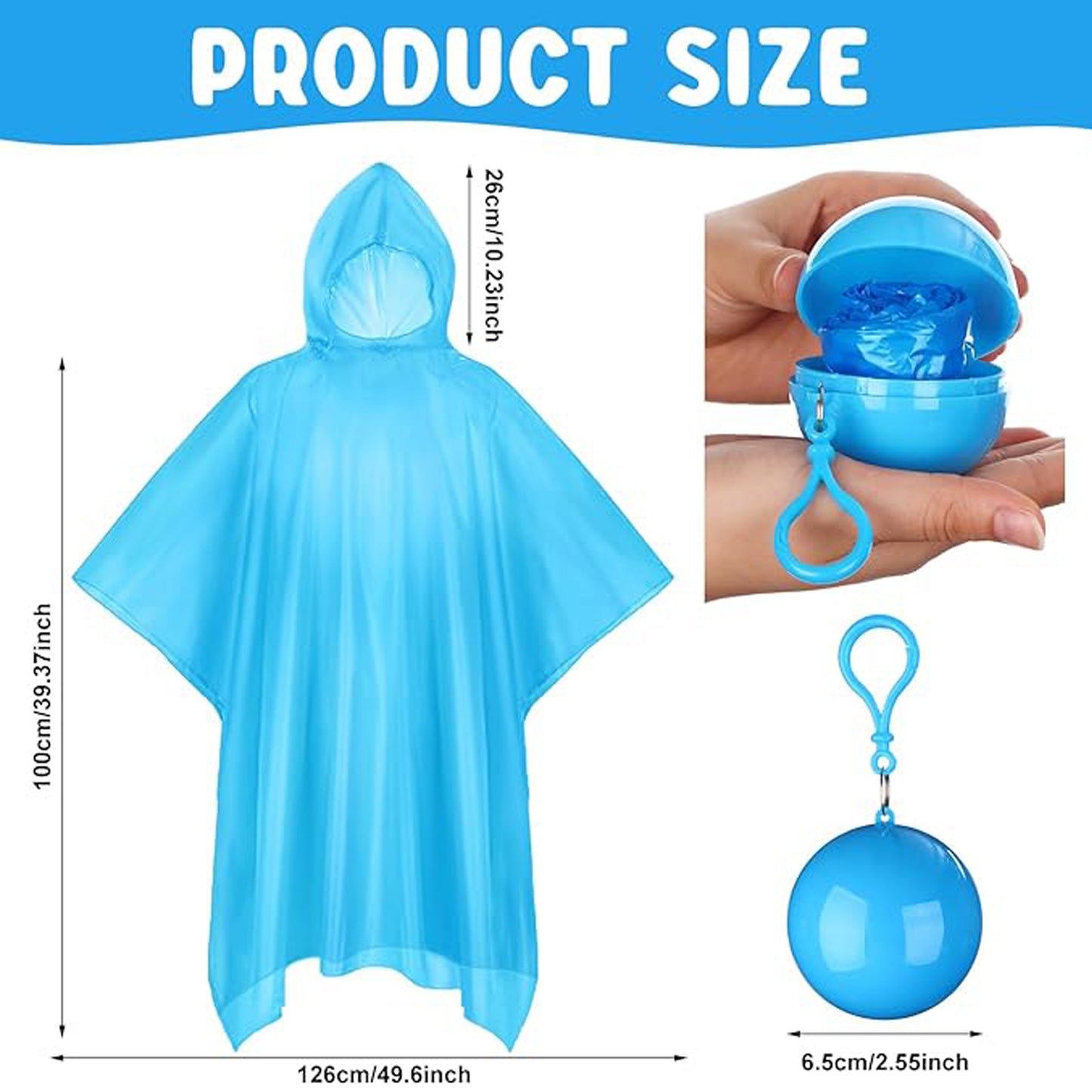 LTAW201【100 PCS】Disposable Emergency Raincoat Colorful Rain Poncho