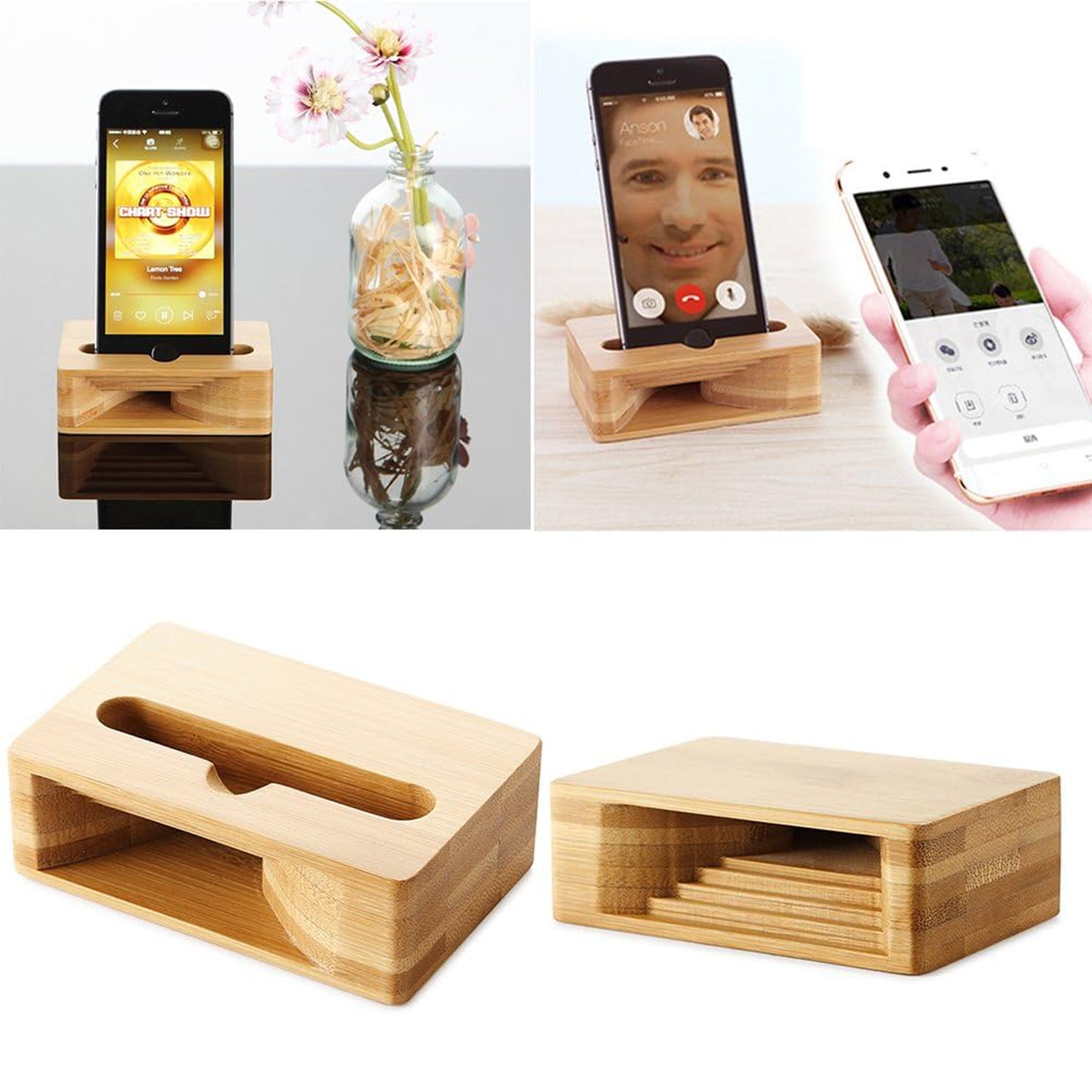 LTAW209【300 PCS】Multi-Functional Wooden Phone Stand