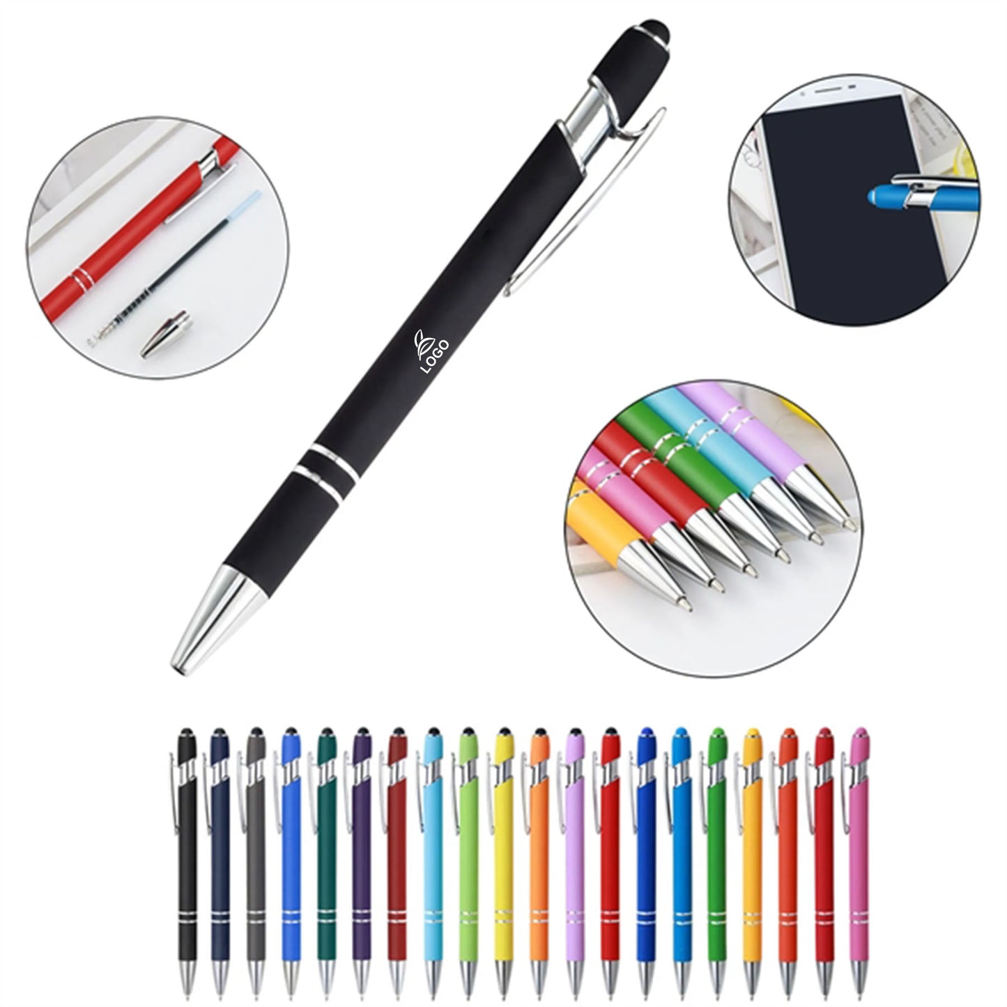 LTAW092【100 PCS】Soft Touch Aluminum Ballpoint Pen